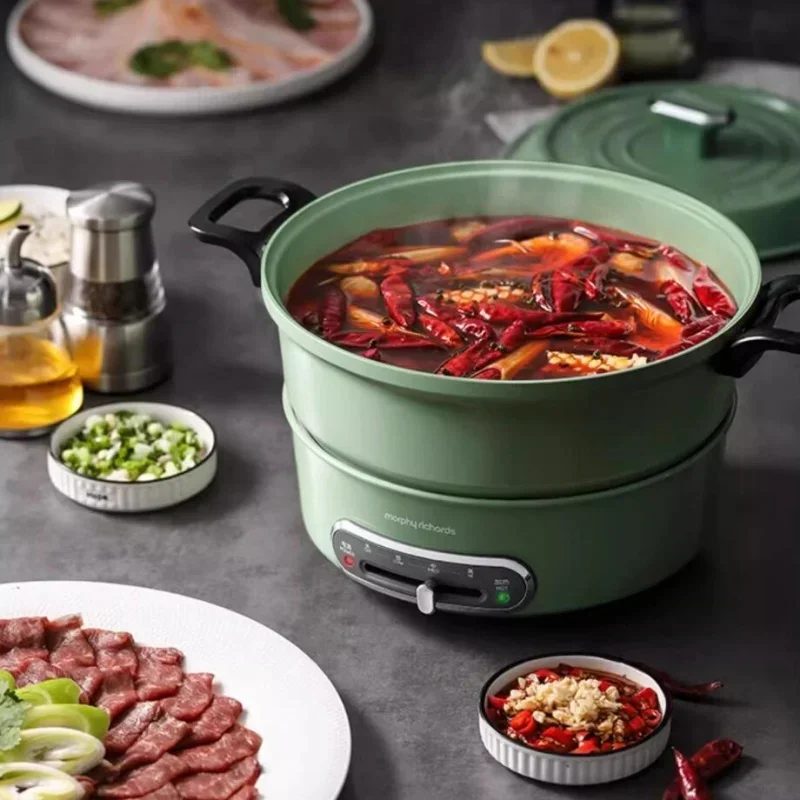 Morphyrichards 220V Multi Pot Electric Hotpot Household 3L Split Double Flavour Hotpot Electric Frying Pan Electric Cooker 4