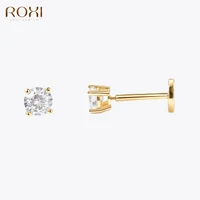 ROXI 1 Piece Exquisite Zircons Stud Earring For Women 925 Sterling Silver Size 2/3/4mm Stone Piercing Jewelry pendientes plata