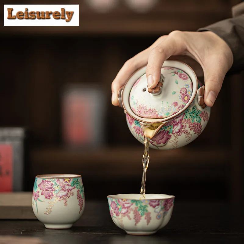 200ml Lard Jelly Small Garden Handheld Teapot Handmade Tea Infuser Pot Tea Maker Kettle With Ball Hole Teaset Accessories Gift