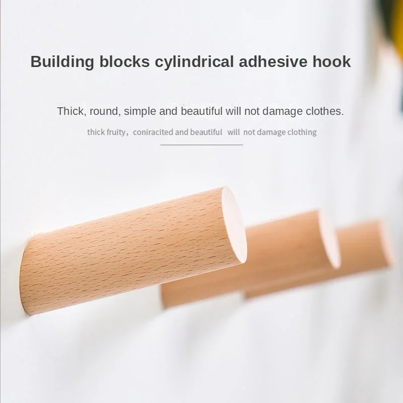 Fashion Creative Wooden Coat Hooks for Wall Wood Pegs Single Coat Rack Hooks for Hanging Clothes Coats Hats Towels 4