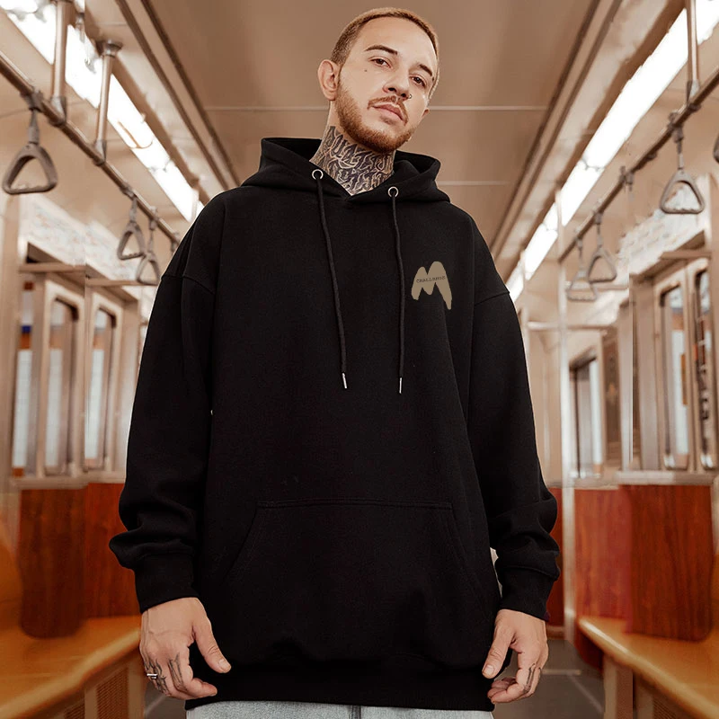 Casual Style Fashion Sweater Hooded Autumn And Winter Literary Trend New Men's Pullover Popular Print And Plush