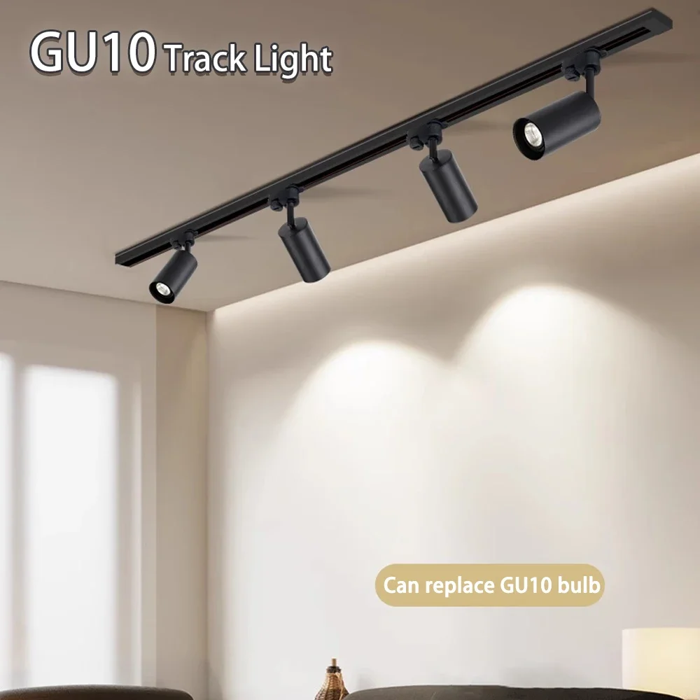 Ceiling Track Light Full Set Track Light Led Ceiling Rail Lights Replaceable GU10 Light Source Spotlight For Living Room Bedroom Led Spot Track Lamp