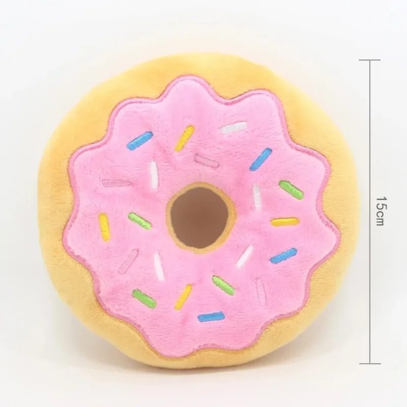 Dog Toys Donut Plush Soundmaking Cute Toy Pets Dog Squeaky Sound Funny Interactive Bite-Resistant Chew Biting Teeth Grinding 5