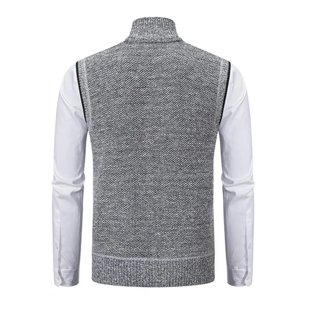 

Men Winter Coat Stand Collar Men Coat Stylish Men's Knitted Cardigan Warm Sleeveless Vest with Stand Collar Zip Up for Autumn