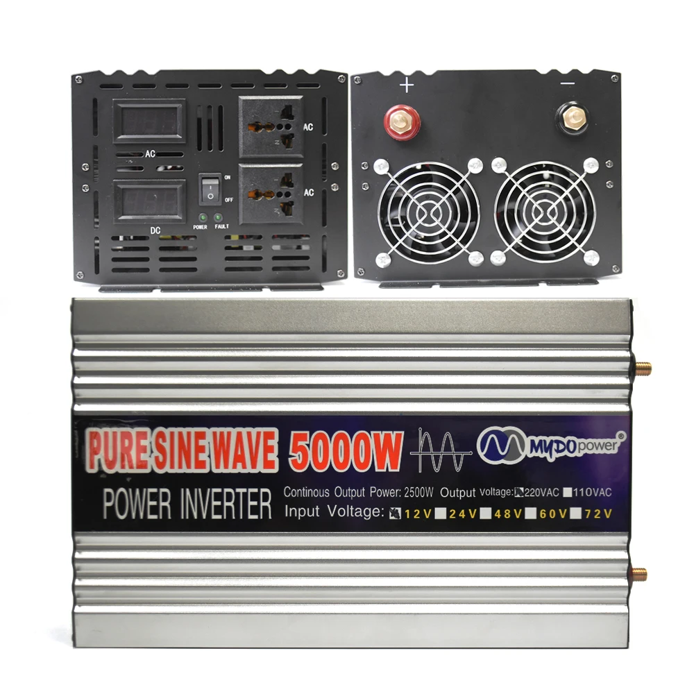 Inverter A Onda Sinusoidale Pura 12V 24V Dc A 220V Ac 5000W Convertitore Di Potenza 5Kw Outdoor Indoor Car Battery Off Grid Power Inverter