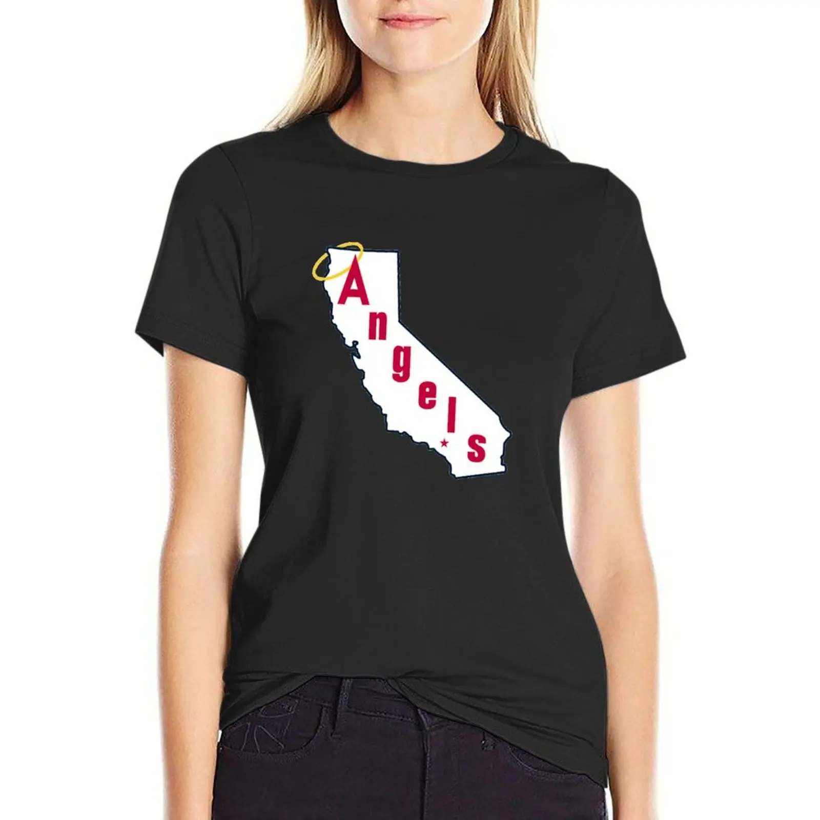 Throwback California Angels Baseball Logo T-Shirt funny Aesthetic clothing Women's tops