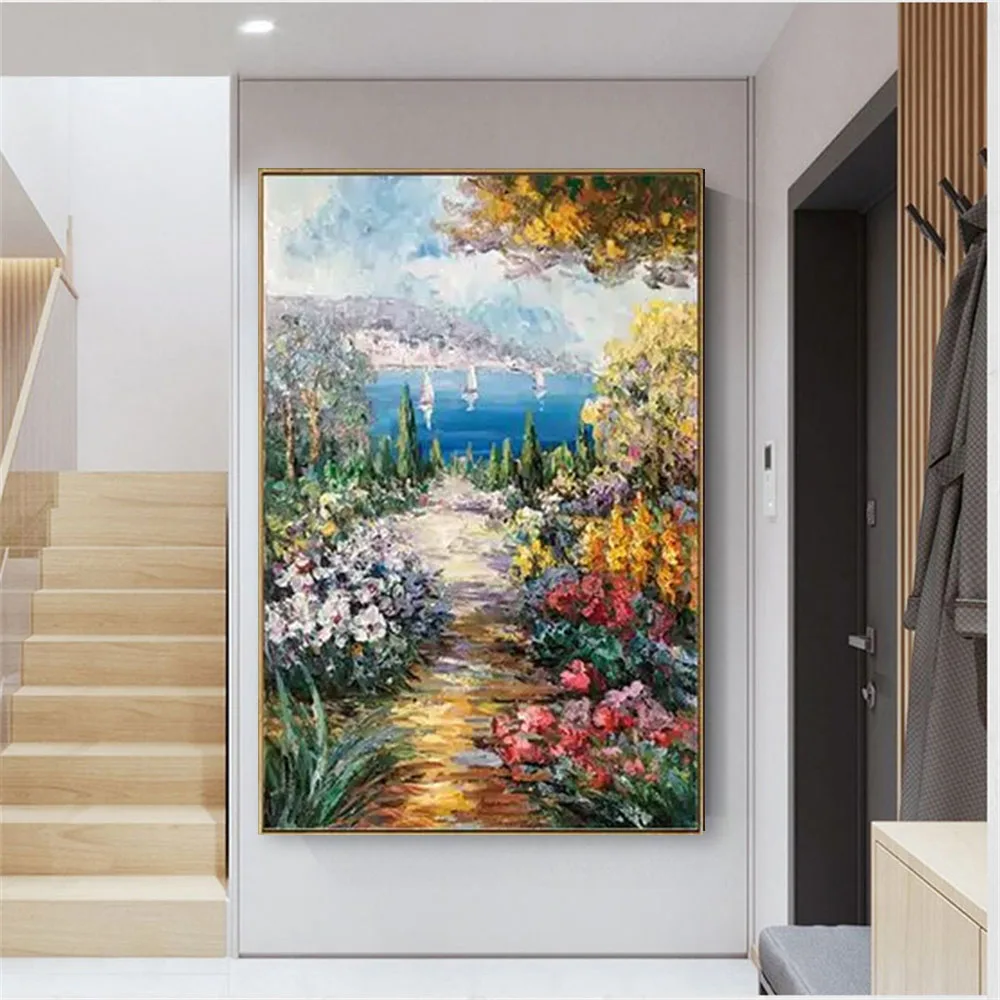 

Pure Hand-Painted Landscape Cloth Abstract Oil Painting Minimalist Fashion Modern Art Wall Home Room-Wall Porch Living-Room