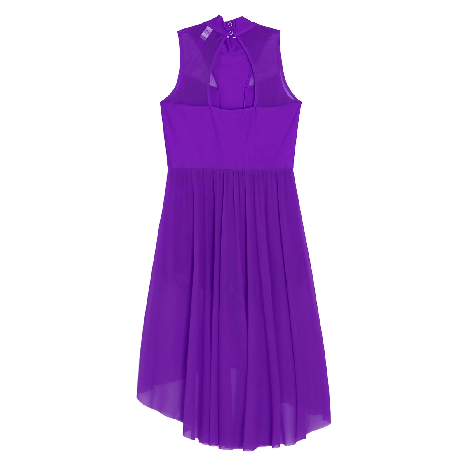 Kinder Mädchen Lyrical Dance Kleid Eiskunstlauf Ballett Gymnastik Trikot Strass Ärmellose Mesh Bühne Leistung Dancewear – Detail 18