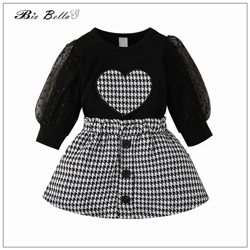 

Princess Girl Clothes Set Spring Summer Birthday Show Party Elegant Baby Outfits Lace TShirt+Skirt 1 2 3 Yrs Kids Love Suit