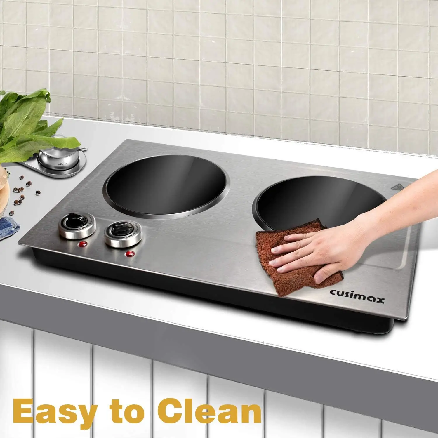 Dual burner, CUSIMAX 1800W ceramic cooking electric heating plate, portable countertop burner 6