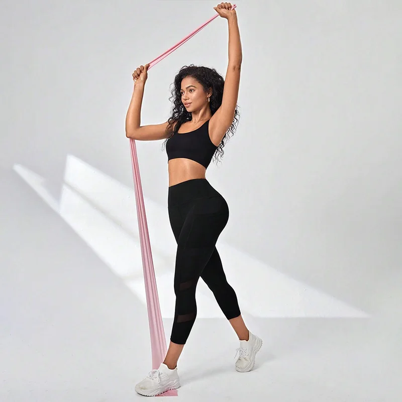Mesh High Waist Yoga Pants Capri Leggings Women Pockets Tummy Control Workout