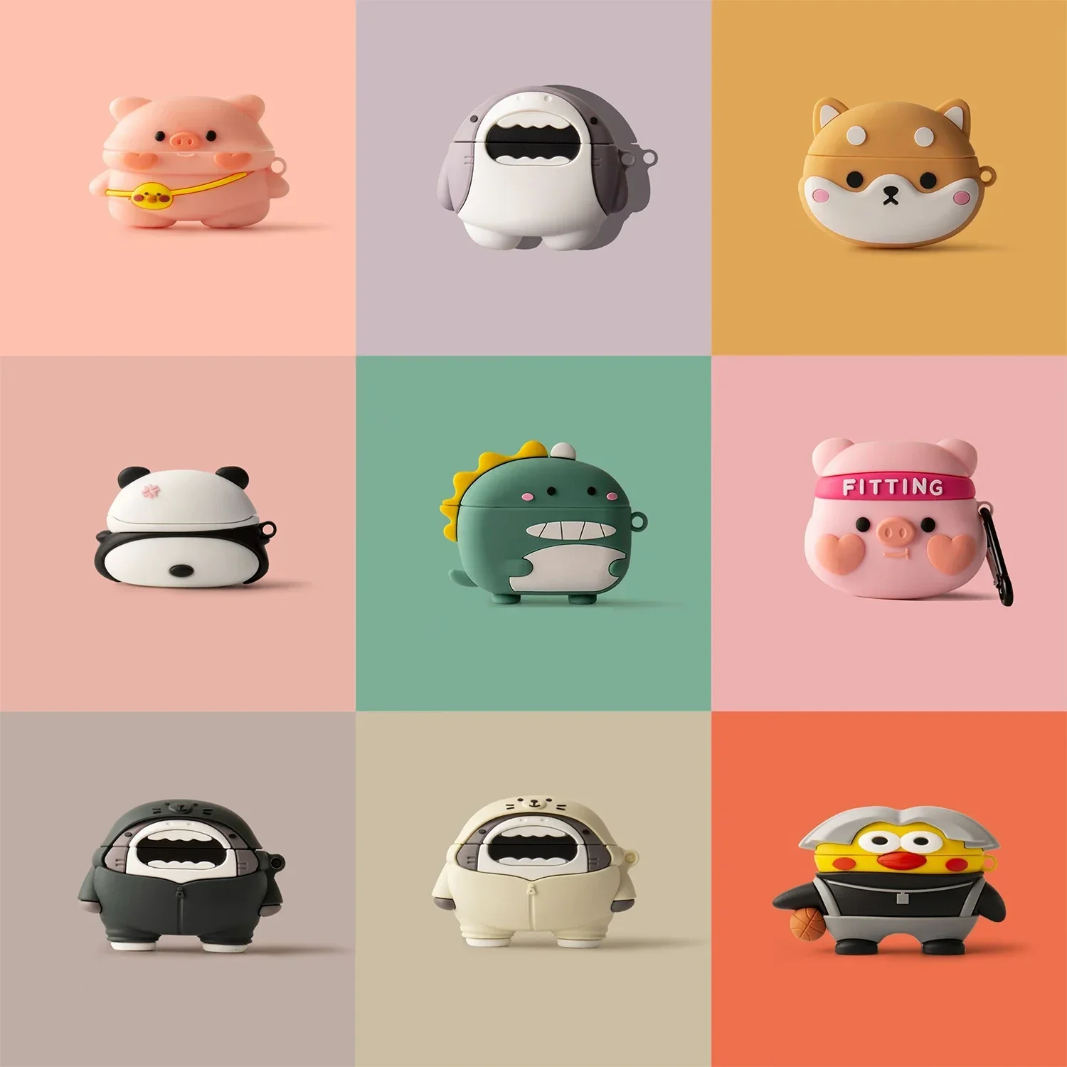 Cute 3D Cartoon Silicone Case Cover for Earphone Charging Box Accessories