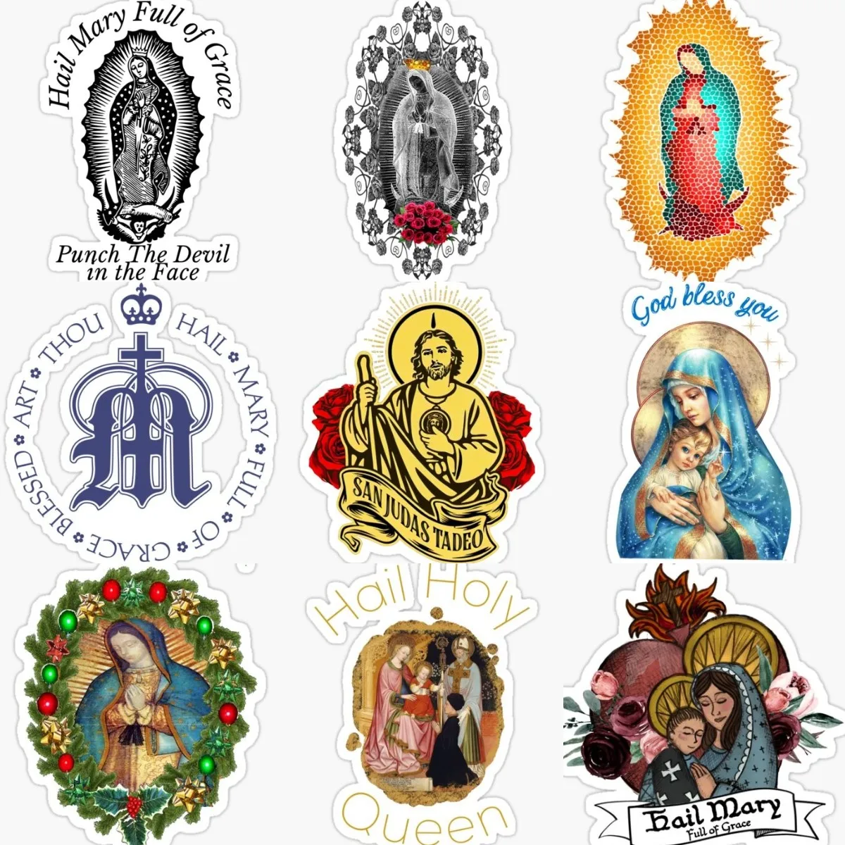 

Christian Catholic Virgin Mary Sticker Accessories Camper Van Bike Motorcycle Truck Window Wall Room Door Glass Helmet Decal