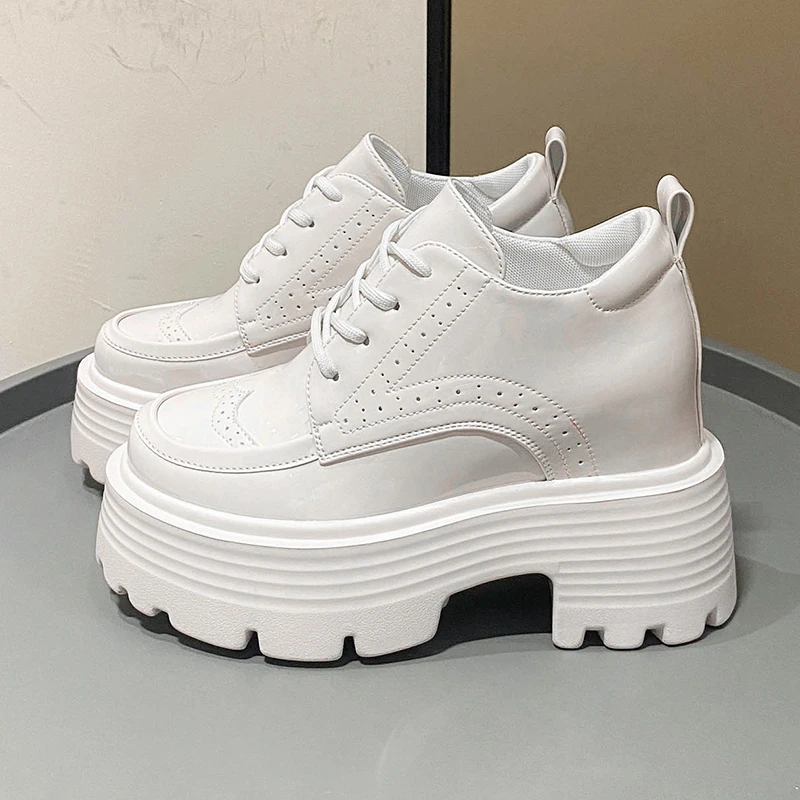 

10.5CM High Platform Women Sneakers Autumn Thick Sole Casual Dad Shoes Walking Chunky Shoes Woman Leather Sneakers Zapatos Mujer