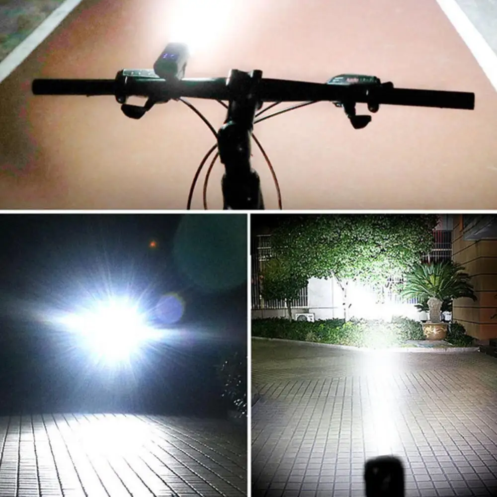 USB Rechargeable LED Bicycle Light with Electric Horn - Bright Front Flashlight
