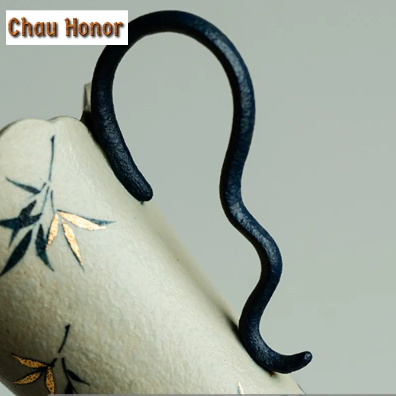 140ml Blue And White Flint Red Tea Pitcher Handmade Gold Drawing Bamboo Cha Hai Dispenser Mug Justice Cup Fair Mug Tea Services