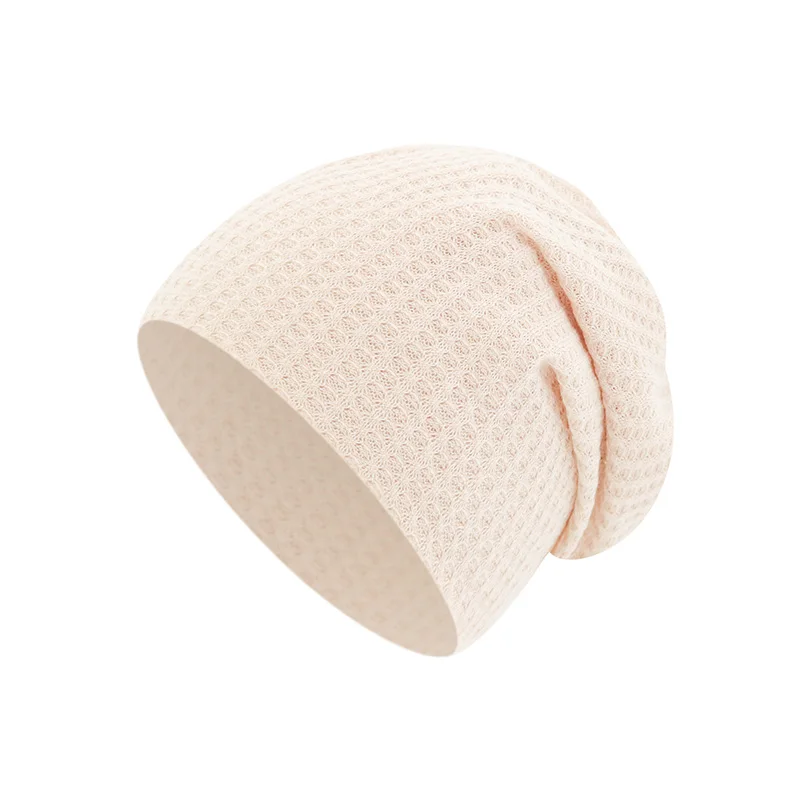 Spring Knitted Waffle Baby Beanie - Double Layer Solid Color Newborn Hat