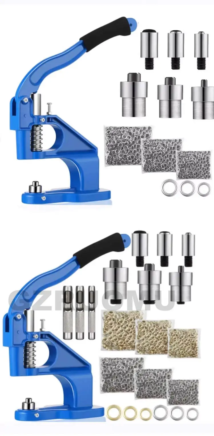 Hand Press Machine Metal Dies Mold Eyelet Double Cap Rivets Snap Buttons Fasten