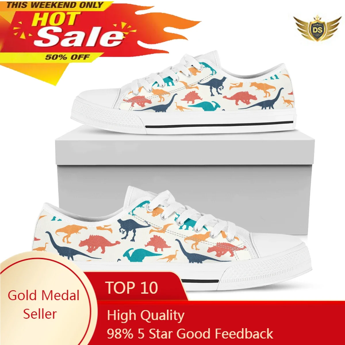 

Cartoon Dinosaur Shoes For Adults Breath Comfort Women's Designer Low Top Shoes Student Casual Canvas Zapatillas