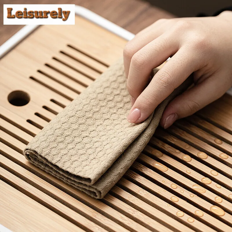 Zen Cotton Linen Dishcloth Water Absorbing Table Napkins Tea Ceremony Mat Serving Table Tea Towel Accessories Napkin for Plate