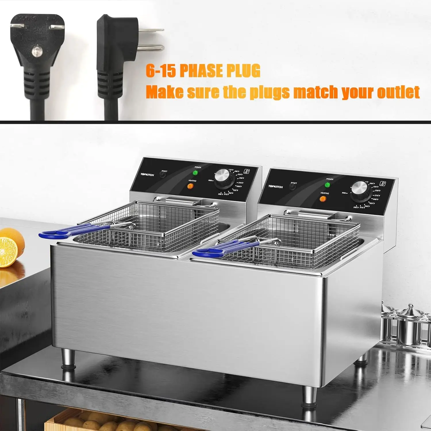 Deep fryer Commercial Deep Fryer 12L x 2/25.4QT Dual Tank Electric Fryers with Basket Electric Countertop Fryer for Restaur