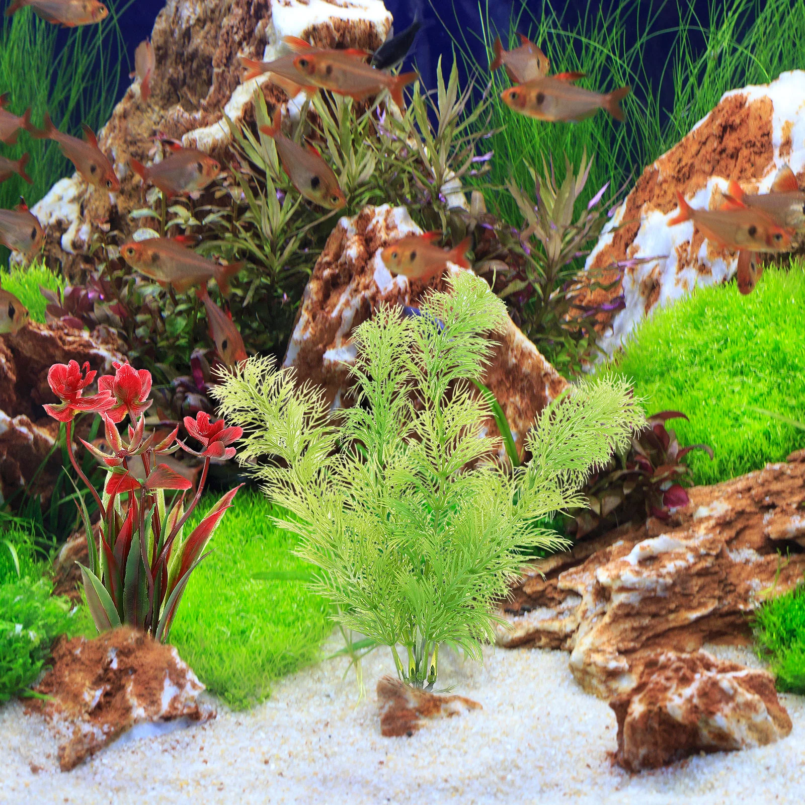 11 Pcs Artificial Aquarium Plants Realistic Aquarium Decorations Fish Tank Plants Aquatic Plant Decor Pet Products Home Garden