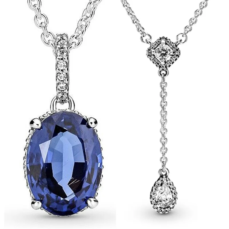 

Синее Сверкающее эффектное геометрическое ожерелье с кристаллом и ореолом для Европы