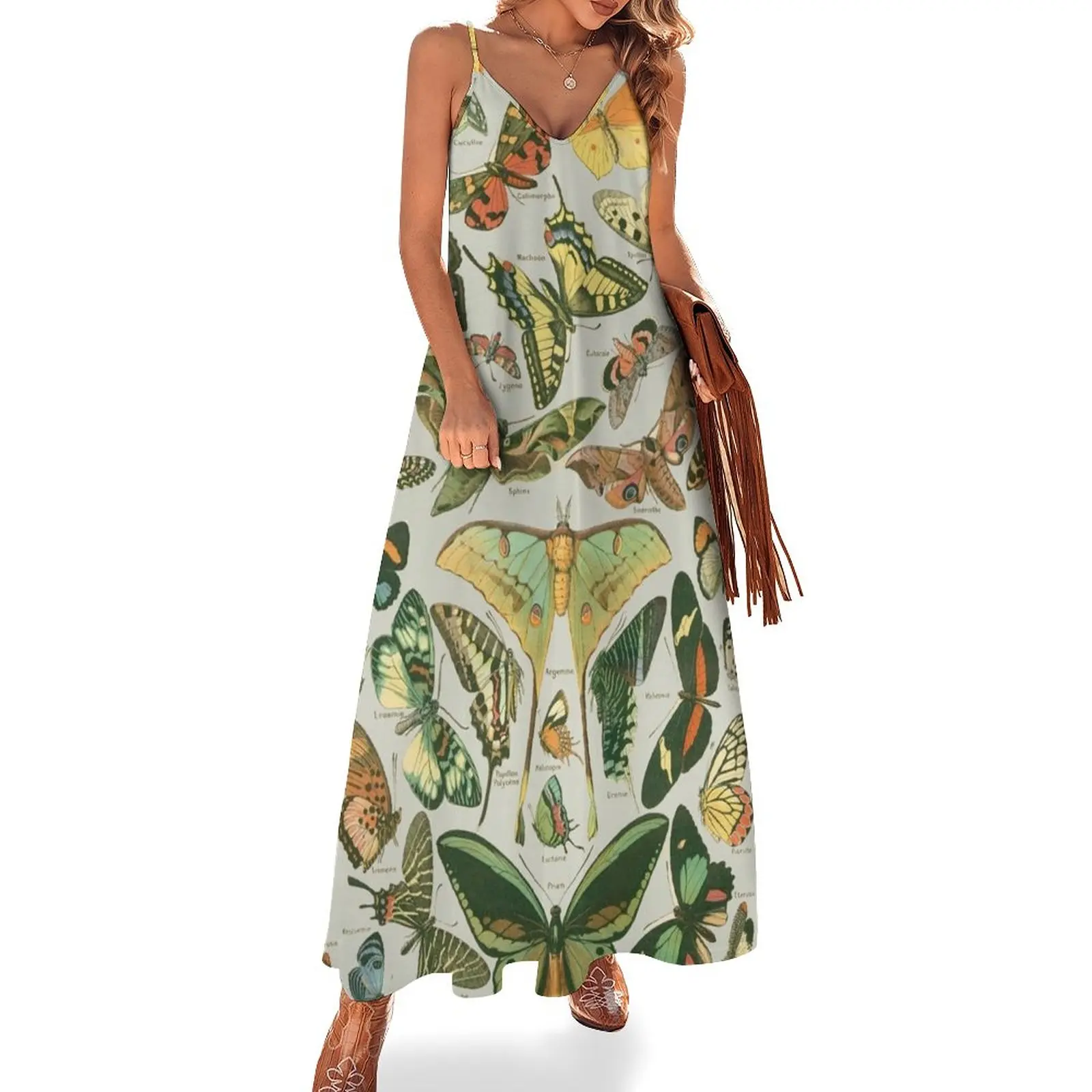 

Butterfly Pattern Sleeveless Dress birthday dresses for women women evening dress ceremony dresses Long dress