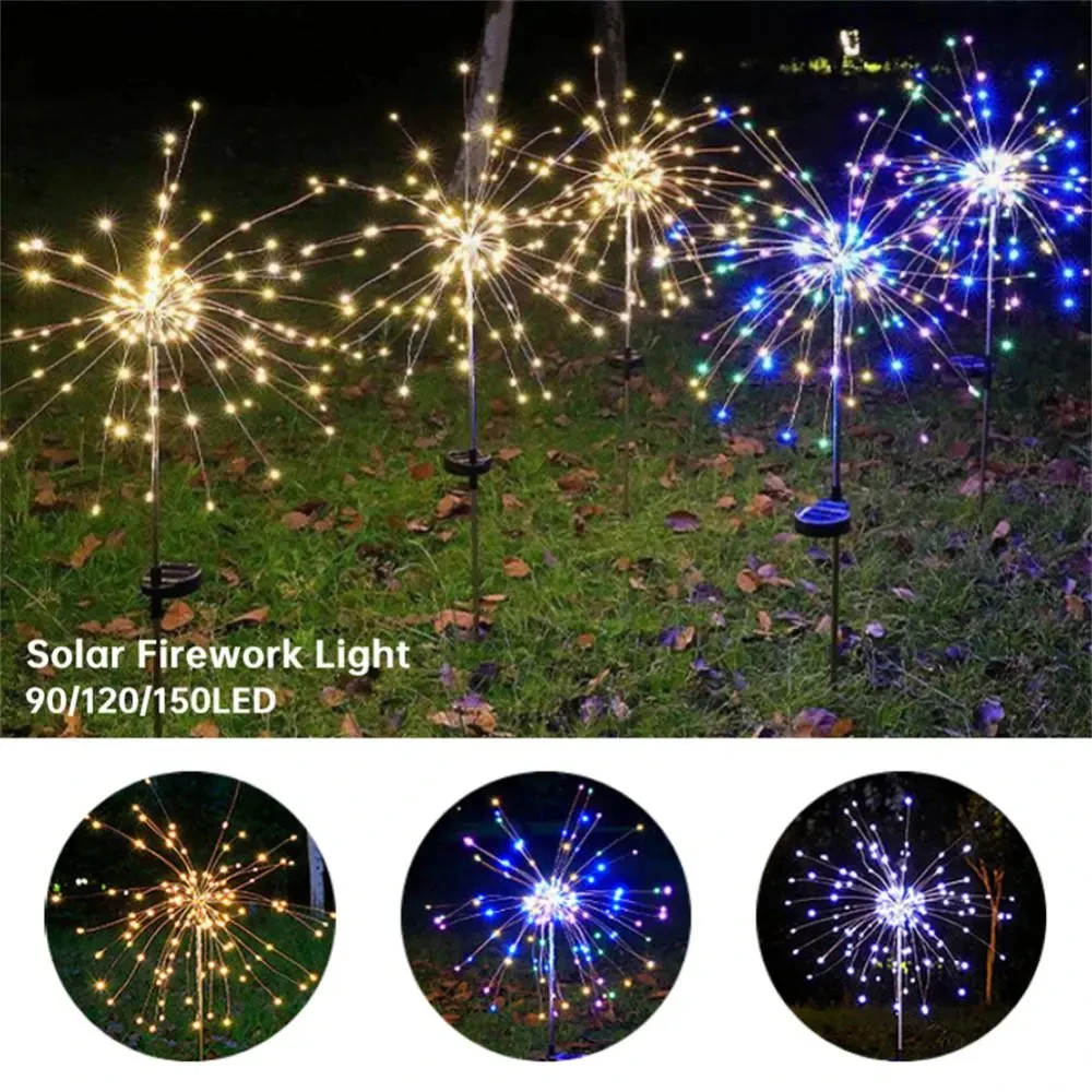 

LED Solar Power Firework Lights Garden Decoration Fairy Lights Waterproof Outdoor Dandelion Lawn Lamp For Patio Garden Decor