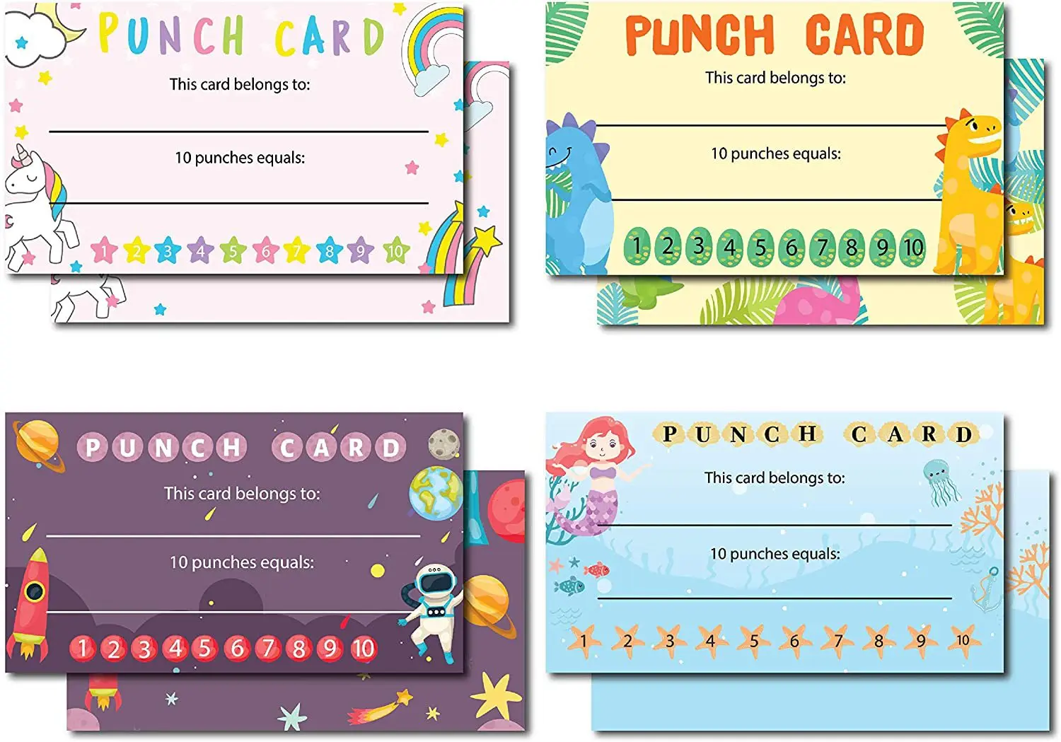Lot De 50 Cartes Perforées Motivation Récompense – Comportement Incitatif, Durable