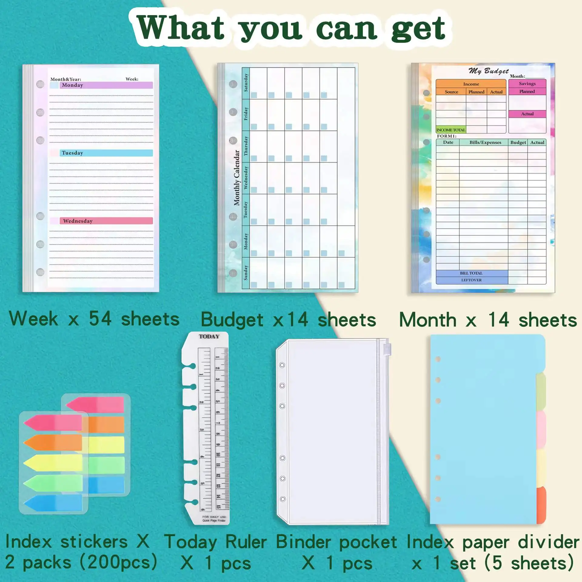 A6 Budget Refill 85 Sheets Weekly Monthly Planner Inserts Financial For A6 Binder Cash Envelopes Wallet Organizer Saving Money money budget binder