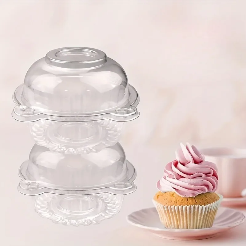 50 Pcs Value Pack Clear Plastic Cupcake Boxes with Lids - Perfect for Muffins, Mousse, Pastry & Sandwiches for Party Use