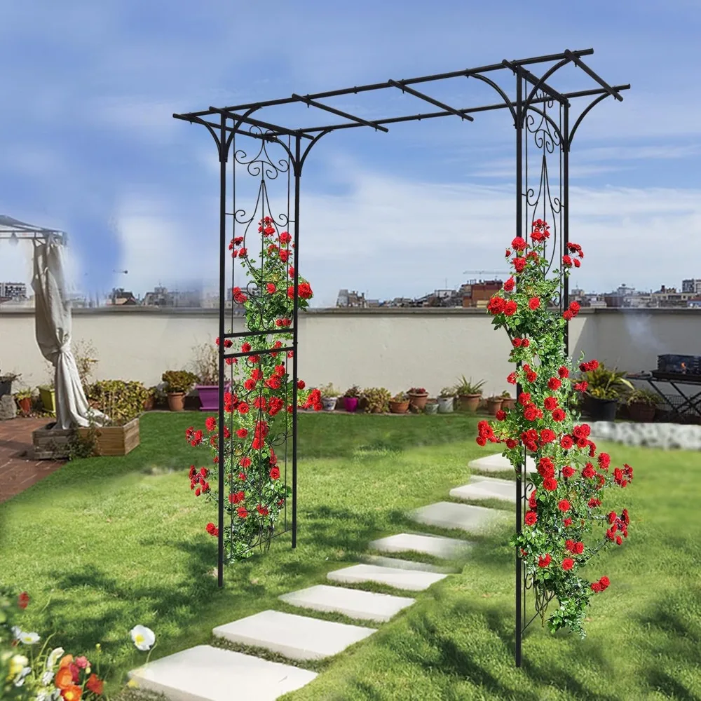 Metal Garden Arch, Garden Arch Trellis for Climbing Plants Outdoor, Arbor for Weddings Decoration,80" L X 20.5" W X 81" H