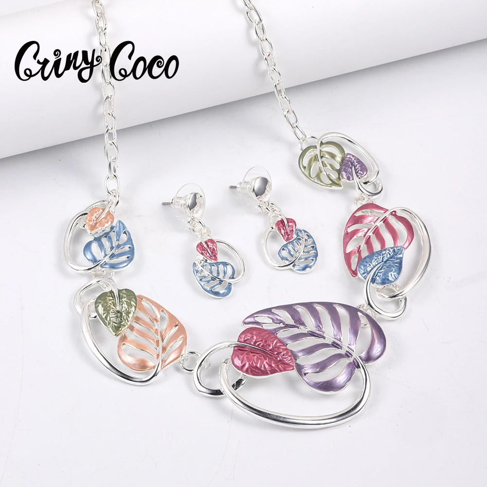 Fashion Leaf Earrings Necklace Set Fashion New Design Choker