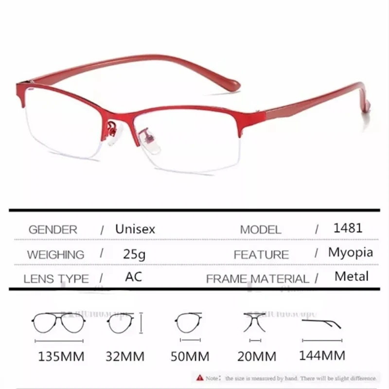 Myopia Glasses Women Metal Half Frame Prescription Eyeglasses Female Retro Anti Blue Light Optical Nearsighted Eyewear 0 ~ -6.0