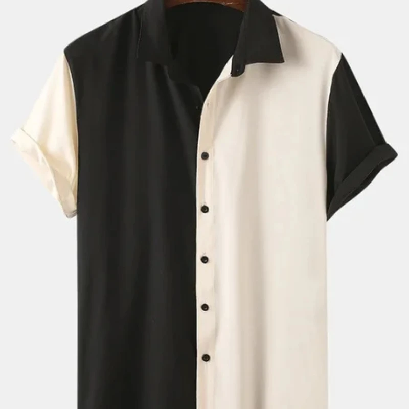 

Гавайская Мужская рубашка, простая повседневная прошивка, с коротким рукавом для отдыха и пляжа, лето 2023 г.