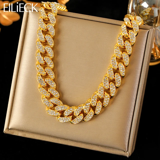 EILIECK 316L acier inoxydable blanc chaîne collier pour femmes fille mode nouveau cadeau de fête épais cou chaîne étanche bijoux 1