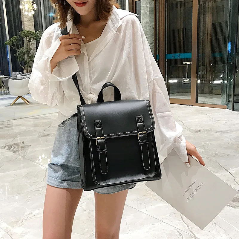 Vintage Backpack Female Pu Leather Bag Women's Backpack Fashion School Bag for Girls High Quality Leisure Shoulder Bag