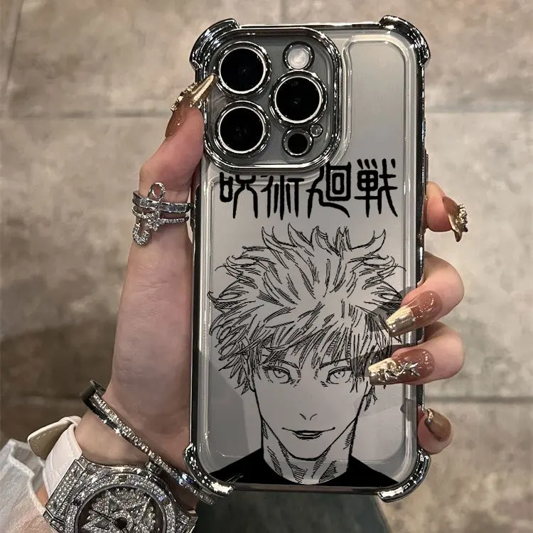 Stylish Hot Anime Jujutsu Kaisen Gojo Plating Phone Case with Anti-Fall Airbag Protection