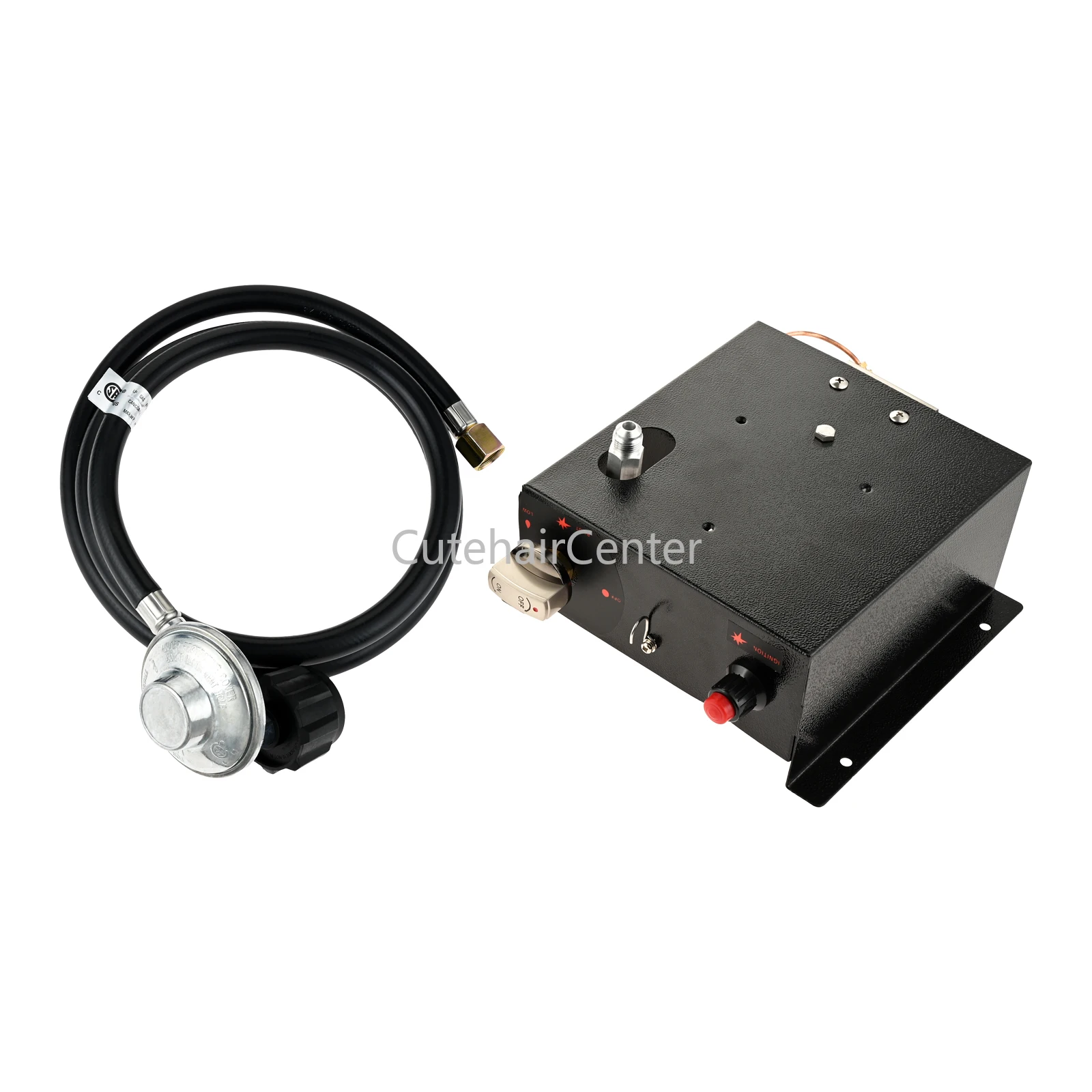 4 Bolts Propane Burner with Regulator Valve Assembly Kit 5 Feet Low Pressure Hose QCC Female Connector 3/8" Swivel Female Exit