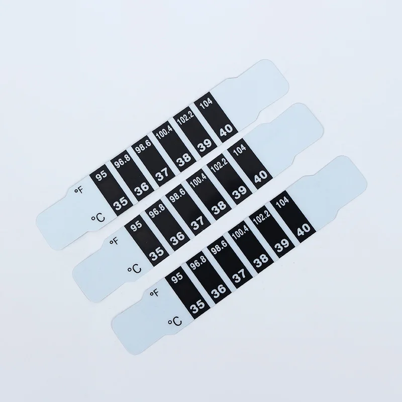 10Pcs 이마 머리 스트립 온도계 물 우유 온도계 발열 몸  어린이 키즈 테스트 온도 스티커 베이비 케어