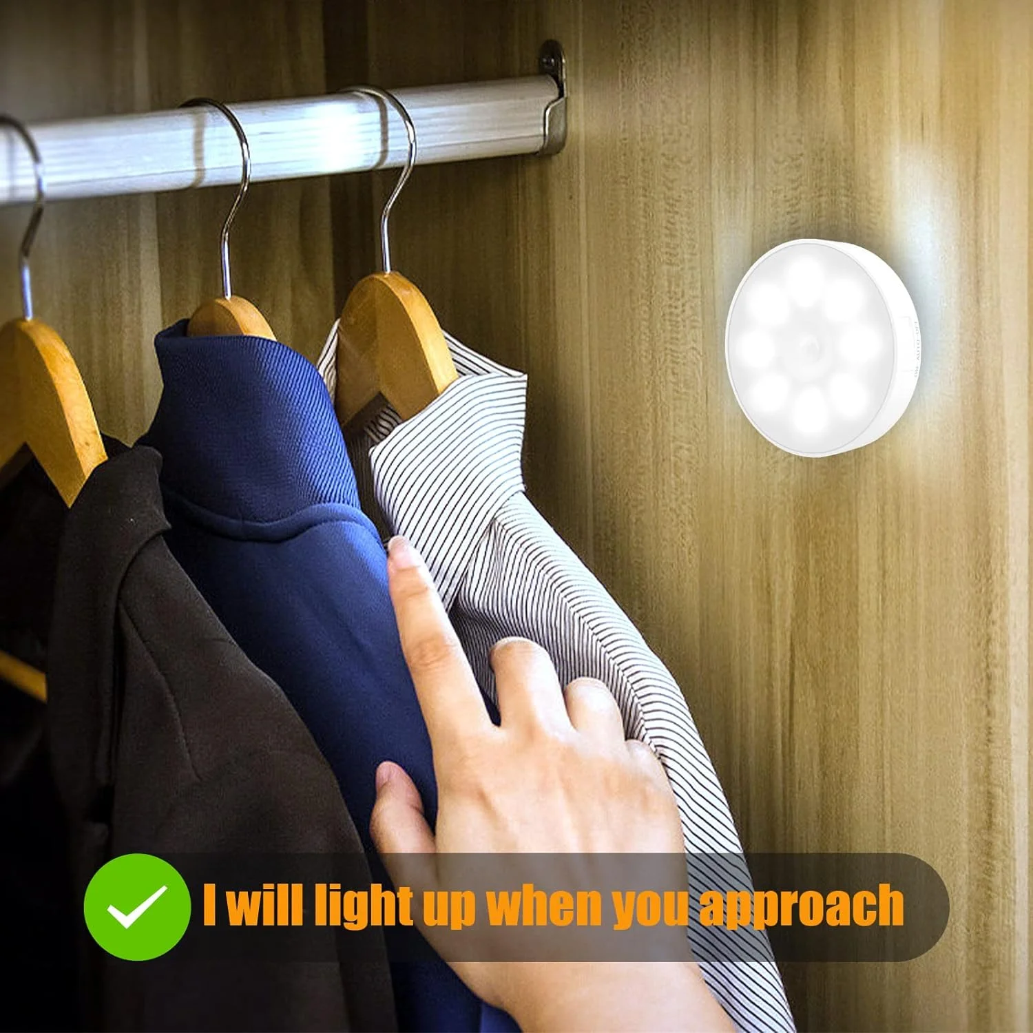 Motion Sensor Light Indoor, Under Cabinet Light, Ceiling Lights, AA Battery Operated Stick on Wireless Puck Lights for Wall