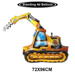 Construction Vehicle Foil Balloons Set for Boys Birthday Party Decorations (Ruby)