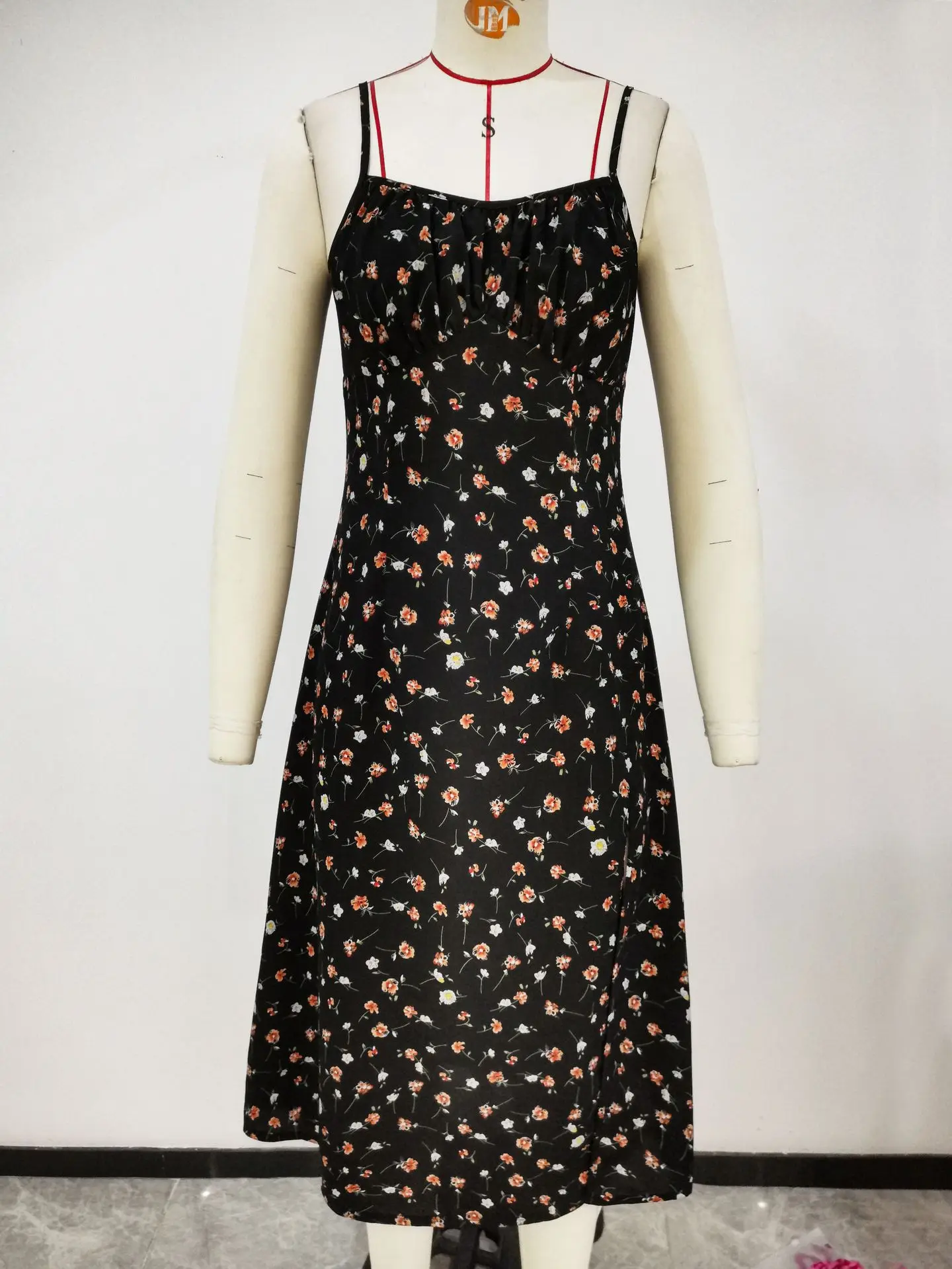 Flower Print Spaghetti Strap Dresses Women Spring Summer New Backless Bodycon Sleeveless Slit Dress Lady Vacation Style Vestidos
