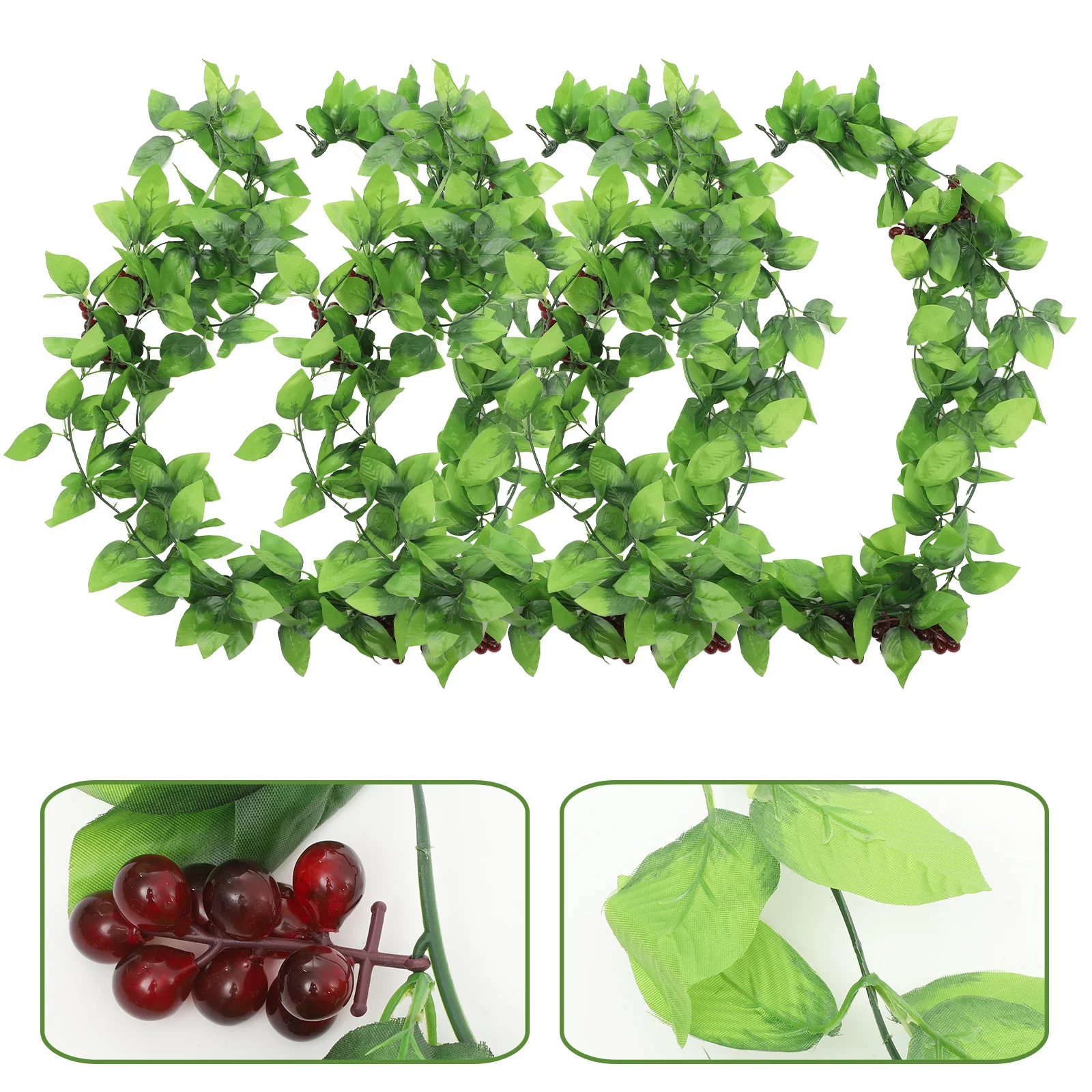 

3 Pcs Green Leaves Grape Vine Plant Decor Artificial Fruit Plastic Realistic Simulated