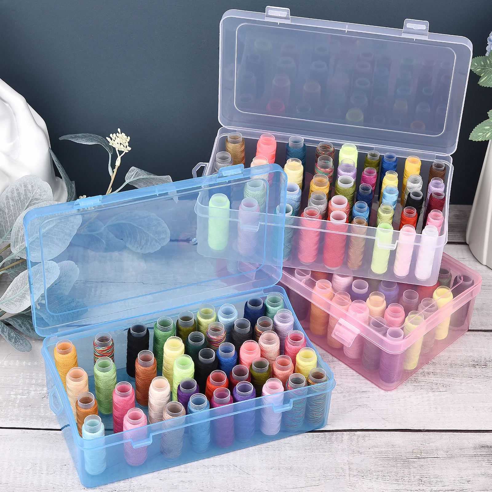 Transparent 24 Grids Storage Box Plastic Embroidery Floss Bobbins Beads  Pill Storage Organizer DIY Cross Stitch Sewing Tool