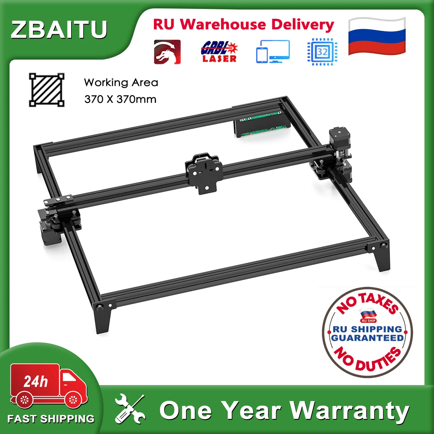

ZBAITU 80w CNC Engraving Machine Work Area 37*37cm Offline Control Laser Engraver DIY Leather Acrylicy Wood Cutting Tool RU Ship