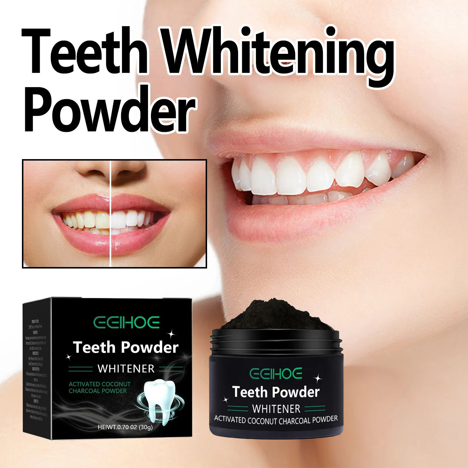 Natural Teeth Whitening Powder Activated Organic Charcoal Powder Polish Teeth Clean Strengthen Whitener Oral Hygiene teeth whitening powder