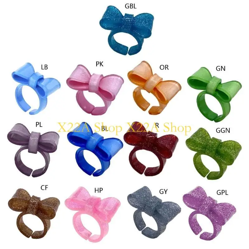 Unique Acrylic Rings Trendy Rings Colorful Bow Rings Jewelry Stackable Open Rings - 4
