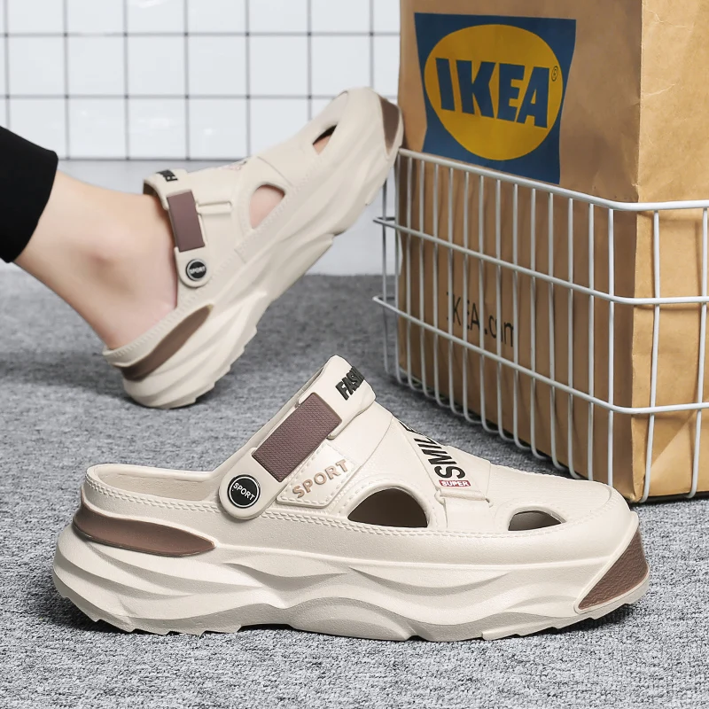 Mens Sandals Clogs Summer Beach Slippers Outdoor Casual Sneakers Water Shoes Male Big Size 45 46 leather sandals,sports slippers,summer sandals